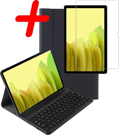 Hoes Geschikt voor Samsung Galaxy Tab A7 (2020) - Met Screenprotector - Toetsenbord Case - Keyboard Book Cover - Hoesje - Zwart