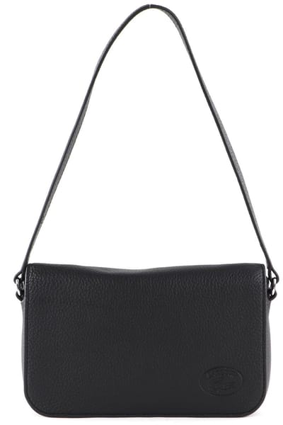 LACOSTE Leren Schoudertas Croco Crew Shoulder Bag Noir Zwart
