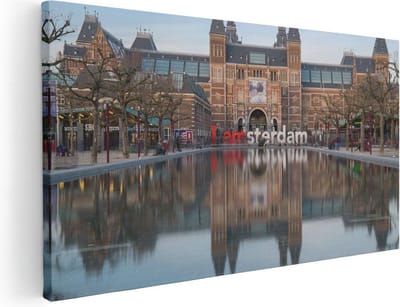 Artaza Canvas Schilderij Amsterdam - 40x20 cm - Klein - Wanddecoratie Rijksmuseum - Muurdecoratie I Amsterdam - Schilderijen Op Canvas Stad