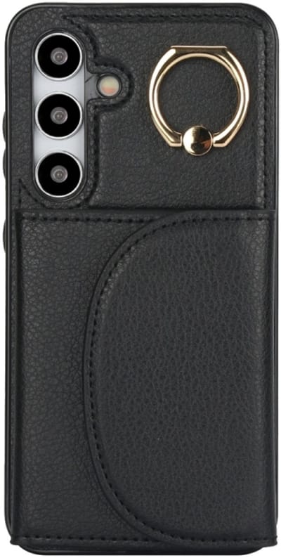 Voor Samsung Galaxy S24 5G YM007 Ringhouder Kaarttas Huidgevoel Telefoonhoesje (zwart)