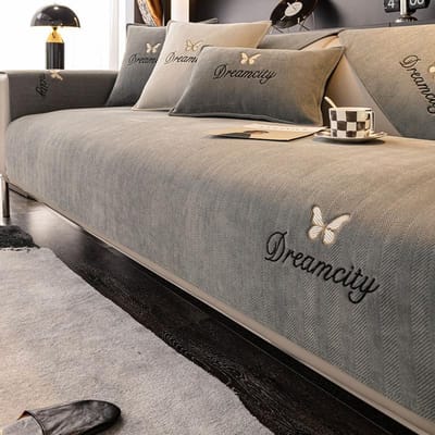 Moderne Chenille Sofahoes Vlinder Borduurwerk Sofa Handdoek Vier Seizoenen Universele Bankmat Antislip Hoes voor Woonkamer 70x70cm 1pcs