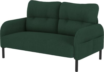 REDOM - 2-Zitsbank - Hoge Rugleuning En Zijvak - Modern - Voor Woonkamer - Ribstof - Smaragdgroen - 120 X 75 X 79 Cm