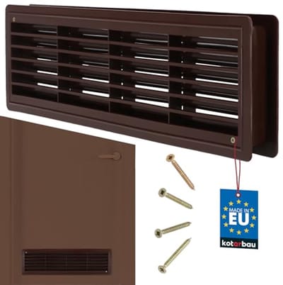 Ventilatierooster voor Deur 13,5 x 48,8 cm Bruin Kunststof - Robuust en Duurzaam Afvoerrooster
