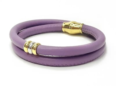 NIEUW! Jolla - dames armband zilver - leer - magneetsluiting - bedels - tweekleurig - Golden Touch - Lila