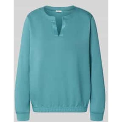 Tom Tailor - Scuba-sweatshirt met strass-steentjes - Maat XL - tropical teal