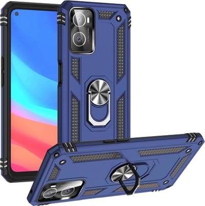 Geschikt voor Oppo A76 Hoesje Armor Anti-shock Backcover Blauw - Geschikt voor Oppo A76 - Geschikt voor Oppo A76 Backcover kickstand Ring houder cover TPU backcover oTronica