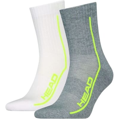HEAD Short Crew Performance - 2 paar - Grey Melange / Wit - Maat 43/46