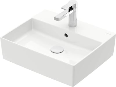 Wastafel Keramiek - Opzetbak Wastafel - Badkamer Inrichting - Met Overloop - 50 cm - Alpinewit
