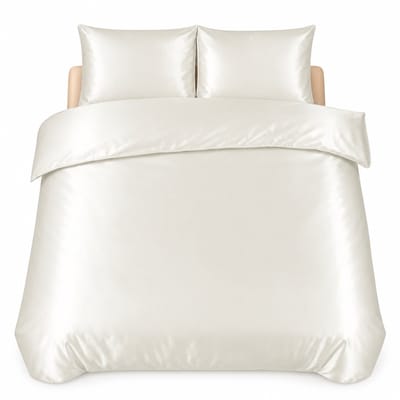 Decoware Dekbedovertrek Glans Satijn 200x220 cm - Off White - Met Kussenslopen - Tweepersoons - Hotelervaring