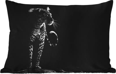 Buitenkussens - Tuin - Wilde dieren - Luipaard - Natuur - Zwart - Wit - 50x30 cm