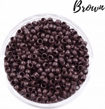 Microringen 200 stuks, kleur # 5 Bruin, voor het inzetten van hairextensions. Diameter 5 mm.