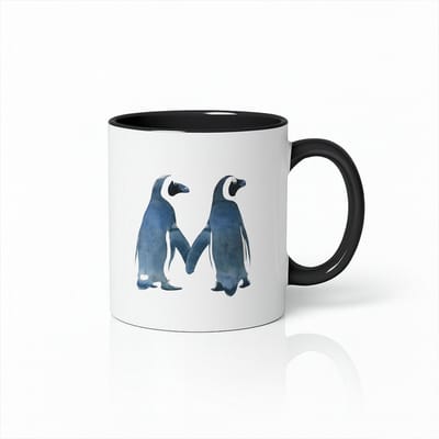 Zwart-Wit Pinguïn Koppel Koffiemok – Schattig Dieren Design – Keramische Mok 330 ml – Cadeau voor Pinguïn Liefhebbers