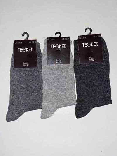 3 Paar Mix kleuren Grijs Damessokken van 75% Katoen - Teckel - Maat 36/42 - Geen gevoelige teennaad