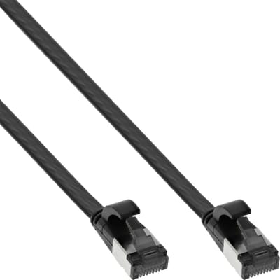 InLine® Patchkabel plat, U/FTP, Cat.8.1, TPE halogeenvrij, zwart, 0,3m