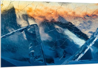 Acrylglas - Ijs - Water - Blauw - 150x100 cm Foto op Acrylglas (Wanddecoratie op Acrylaat)