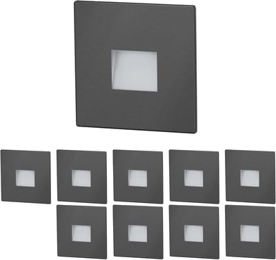 Traplamp LED - Wandlamp Inbouw - Buitenverlichting - IP65 Waterdicht - 85x85mm - Antraciet