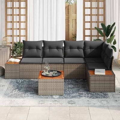 vidaXL - Tuinbank - Set - 5 - st - 5-Aantal - zitplaatsen - Grijs - Poly - rattan