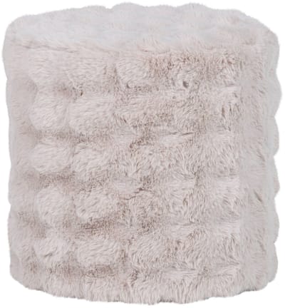 WOOOD Olven Poef Hoog - Fluffy Stof - Naturel - 46x46x46