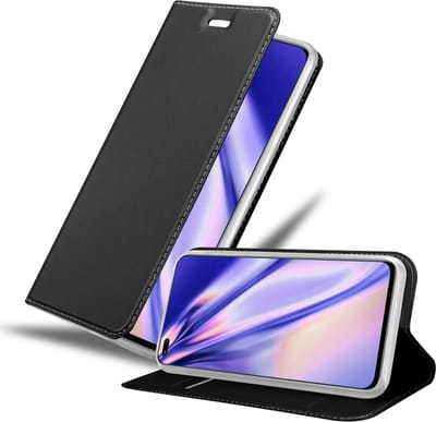 Cadorabo Hoesje geschikt voor Honor 50 LITE in CLASSY ZWART - Beschermhoes met magnetische sluiting, standfunctie en kaartvakje Book Case Cover Etui