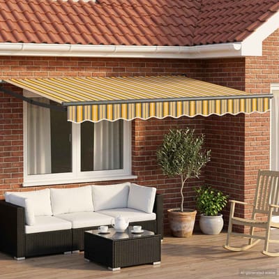 vidaXL - Handbediende - luifel - met - LED's - Geel, - Grijs, - Anthraciet - 3 - x - 2,5 - m