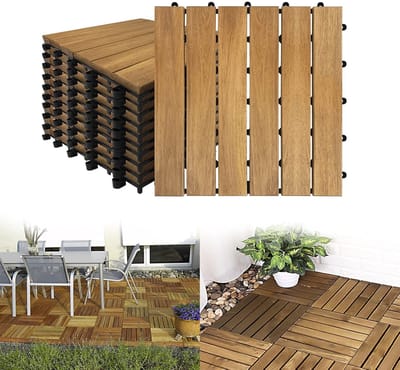 Houten Balkontegels - Kliktegels Tuin - Buiten Vloerbedekking - Acaciahout Met Drainage - 30x30cm - Bruin