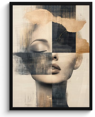 Poster in lijst - Fotolijst 50x70 cm - Posters - Goud - Vrouw - Rechthoeken - Posterlijst zwart - Decoratie - Wanddecoratie woonkamer - Muurdecoratie slaapkamer