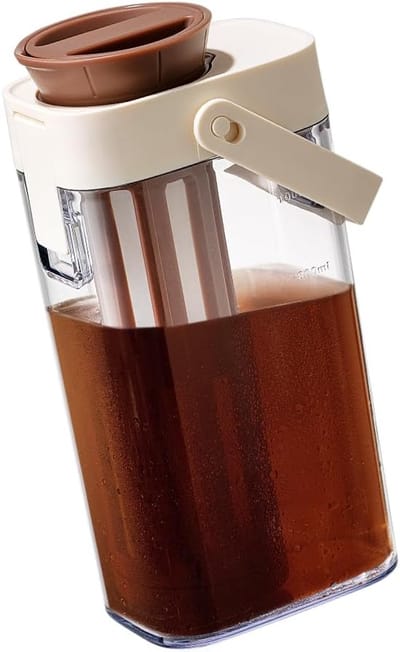 carmdering - Koud Brew Koffiezetapparaat - Draagbare IJsthee en Koffie Brewer - 1L Koud Brew Systeem - Lekvrije Constructie - Uitneembaar Gaasfilter - Ruimtebesparend Ontwerp - Ideaal voor Thuis en Buiten - 1 Stuk