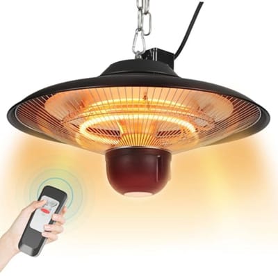 Infrarood warmtestraler voor tuin en balkon, 2000 W, met afstandsbediening, IP24 spatwaterdicht, geschikt voor binnen en buiten