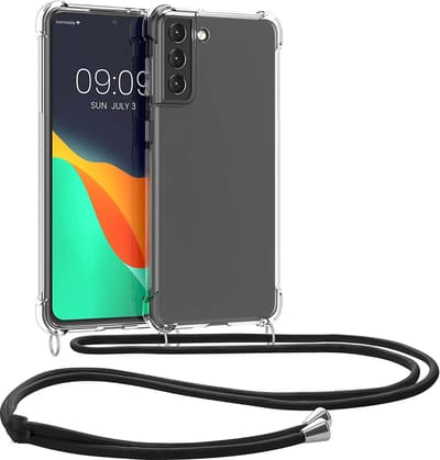 Hoesje Geschikt Voor Samsung Galaxy S21 hoesje met koord transparant Siliconen Zwart – S21 backcover – Hoesje Geschikt Voor Samsung Galaxy S21 case – oTronica koord hoesje Hoesje Geschikt Voor Samsung Galaxy