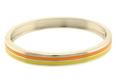 Behave - Bangle zilverkleur met oranje geel accent - Zomerse trend