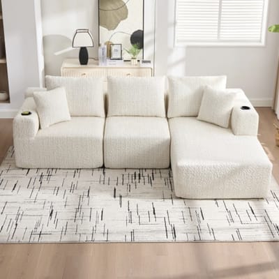 MODFU Modulaire Hoekbank - Flexibele Indeling - Modern - Voor Woonkamer - Chenille - Beige