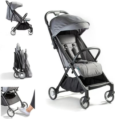 Wandelwagen Lichtgewicht en Ultra Compacte Reiswandelwagen Vliegtuig Handbagage - Grijs Oxford Buggy inklapbaar vliegtuig