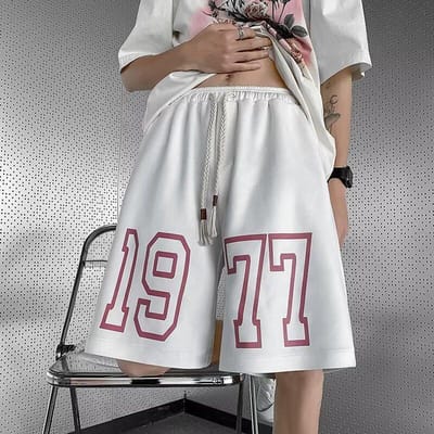 Zomer Heren Trekkoord Shorts Casual Veelzijdig Losse Trend Eenvoudige Stijl Vijfpunts Broek Heren 7XL white