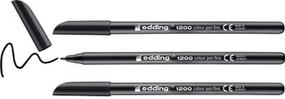 Viltstift fijn - zwart - 3 stuks - ronde punt 1 mm - ideaal voor tekenen en schrijven