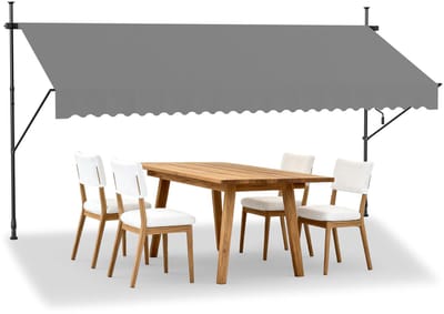 Breedte Zonwering Uitklapbare Klemmluifel 350cm Balkon Luifel Hoogteverstelbaar Met Handkraan UV-Bestendig & Weerbestendig Zonweringrolluik Zonder Boren Voor Buiten Terras (Lichtgrijs) NAIZY