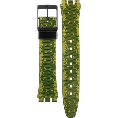 Swatch Plastic - Originals Medium (34mm) /Access/Solar/Musicall/Stop - G/SK/SL/SR/SS/SO28 AGB253 GB253 Snaky Green band