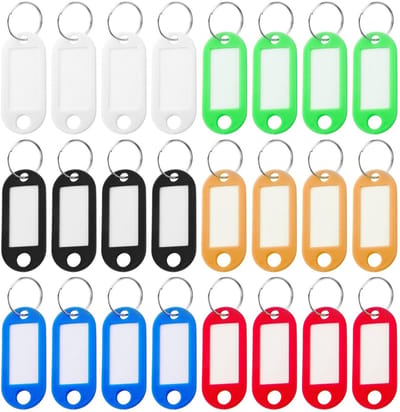 Dailygoods- Sleutelkaarten 24 Stuks - Kleurrijk Plastic - Waterdicht - Vlekkenresistent - Identificatiehulpmiddelen - 5x2,2 Cm - Labelkaarten