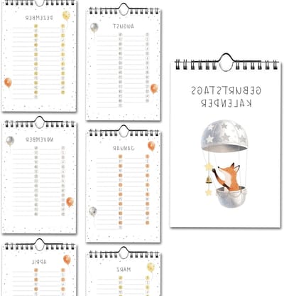 Kleurvolle Wandkalender met Schattige Vos Patroon voor Organisatie en Decoratie