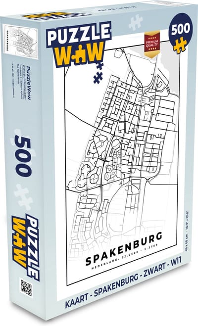 Puzzel Kaart - Spakenburg - Zwart - Wit - Legpuzzel - Puzzel 500 stukjes