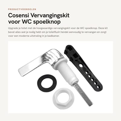 Dailygoods- Toiletflusher vervangingsset - Universele metalen handgreep - Duurzaam zinklegering - Eenvoudige installatie - Inclusief accessoires - Geschikt voor de meeste toiletten - Toilet Handle