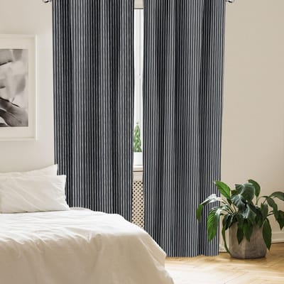 ABAKUHAUS – Pinstripe gordijnen – 2x75x175 cm – Microvezel Zwart/Wit