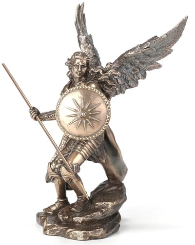 Veronese Design Beeld/figuur - Aartsengel Raphael met speer en schild - (hxbxd) ca. 24cm x 17,2cm x 12,1cm