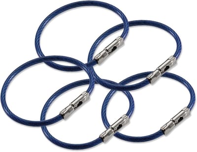 Kabel Sleutelring - Flexibele Ring - Sleutels Organiseren - Gepatenteerde Kogelknop - 5-Pack - Blauw
