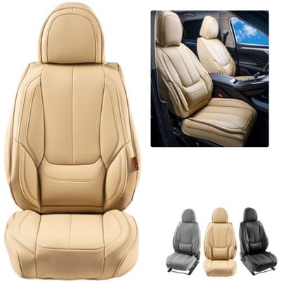 VEVOR stoelhoezen, universele autostoelhoezen voor de voorstoelen, 6-delige synthetisch leren stoelhoes, volledig omsloten ontwerp, verwijderbare hoofdsteun en geschikt voor airbags, auto's, vrachtwagens, SUV's