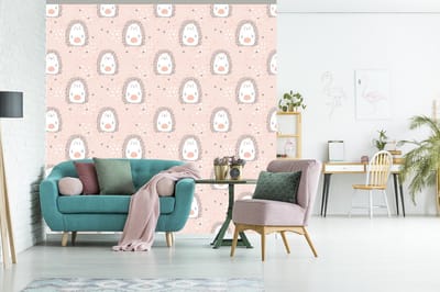 Behang - Fotobehang Egel - Pastel - Kinderen - Breedte 240 cm x hoogte 240 cm