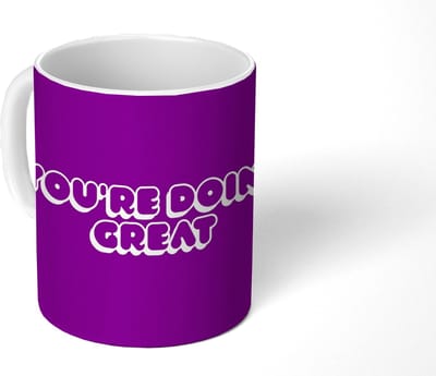 Mok - Koffiemok - You're doing great - Paars - Bubble letters - Mokken - 350 ML - Beker - Koffiemokken - Theemok - Mok met Tekst