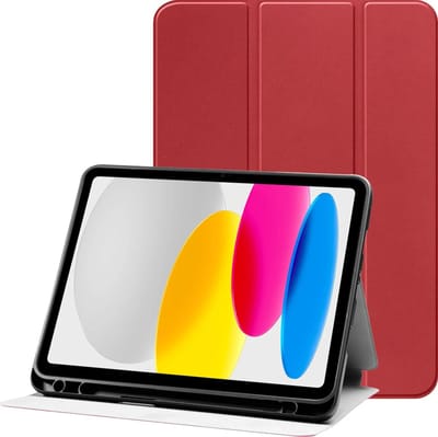 Tablet Hoes Geschikt voor Apple iPad 11 (2025) / 10.9 (2022) | Luxe Tri-Fold Book Case | Kunst Leren Bescherm Hoes | Standaard Functie | Rood