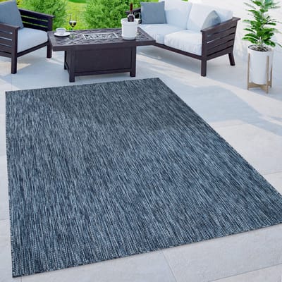 Flycarpets Veniro Effen Binnen en Buitenkleed Blauw - 160x220 cm - Laagpolig Vloerkleed Buiten - Tuinkleed / Tuintapijt