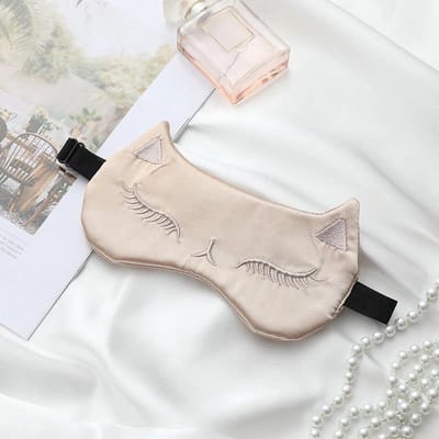 Premium Zijden Slaapmasker - 100% Moerbeizijde - Kat Slaapmasker - Crème