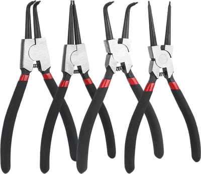 Dailygoods- Borgringtangset 4-delig - Draagbare opbergtas - Koolstofstaal - Ergonomische handgreep - Voor binnen- en buitenzekeringen - Duurzaam en corrosiebestendig - Tangset